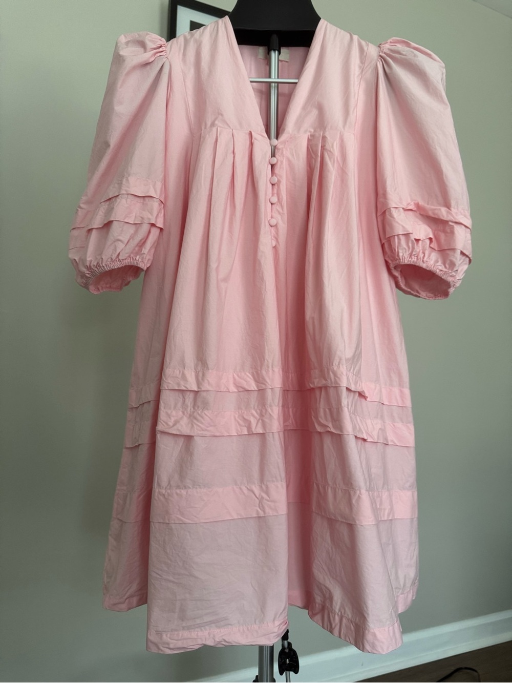MABLE Light Pink Puff-Sleeve babydoll women’s Dress